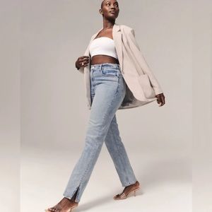 Abercrombie 90’s Straight Ultra High Rise Curve Love Split Hem Jeans sz 29/8